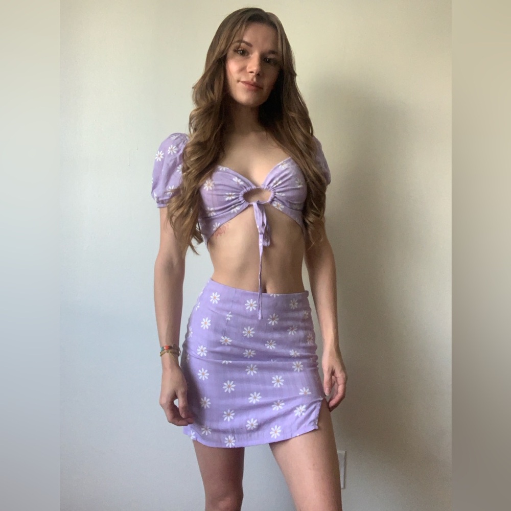 Adorable purple and white two-piece set